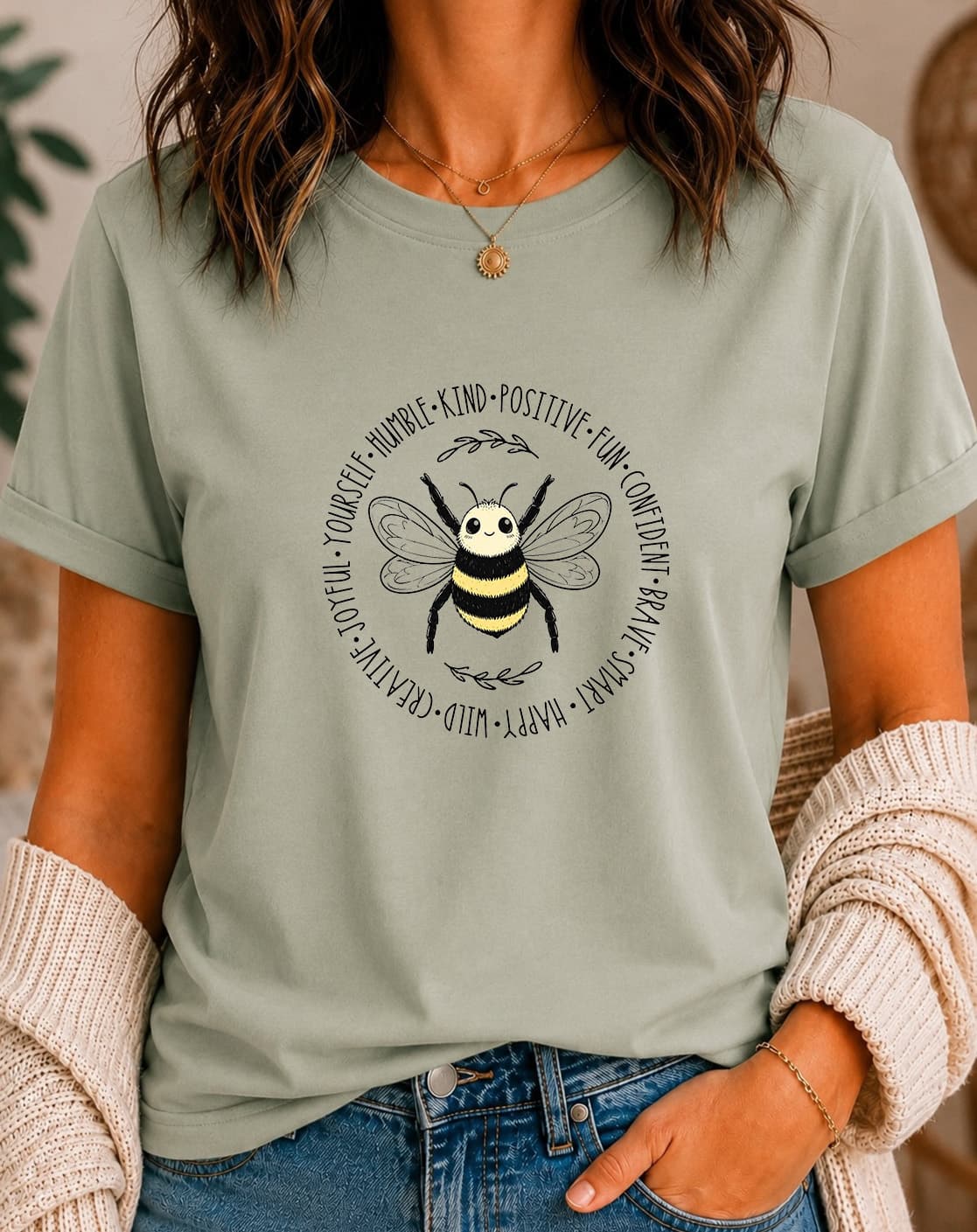 Bee Happy Bee Humble women's slogan t-shirt by ObjectHours