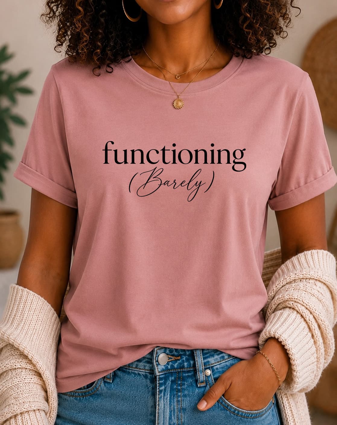 Functioning (Barely) women's slogan t-shirt by ObjectHours