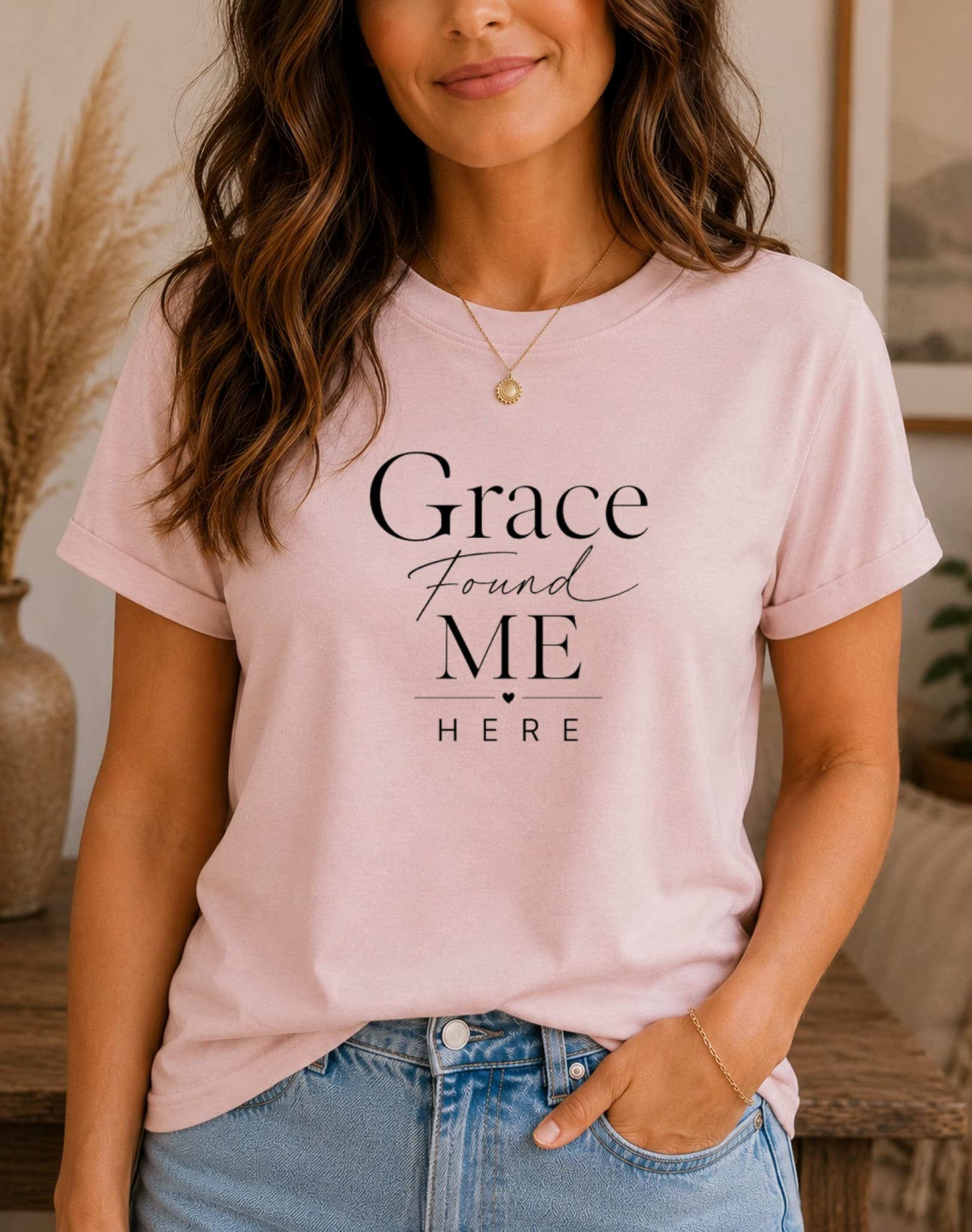 Grace Found Me Here women's slogan t-shirt by ObjectHours