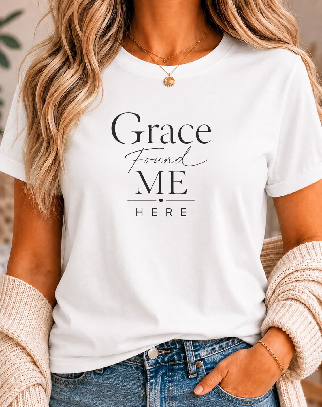 Grace Found Me Here women's slogan t-shirt by ObjectHours
