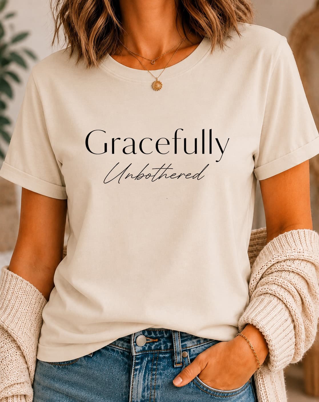 Gracefully Unbothered women's slogan t-shirt by ObjectHours