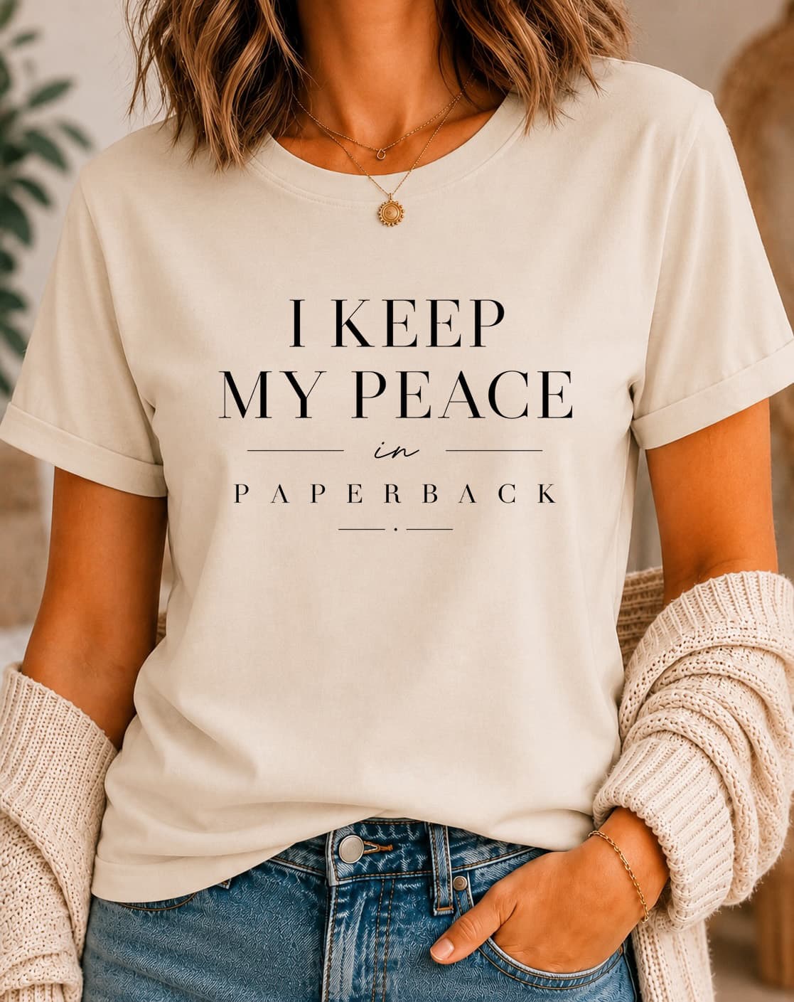 I Keep My Peace in Paperback women's slogan t-shirt by ObjectHours