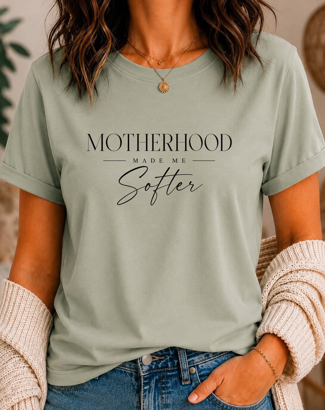 Motherhood Made Me Softer women's slogan t-shirt by ObjectHours