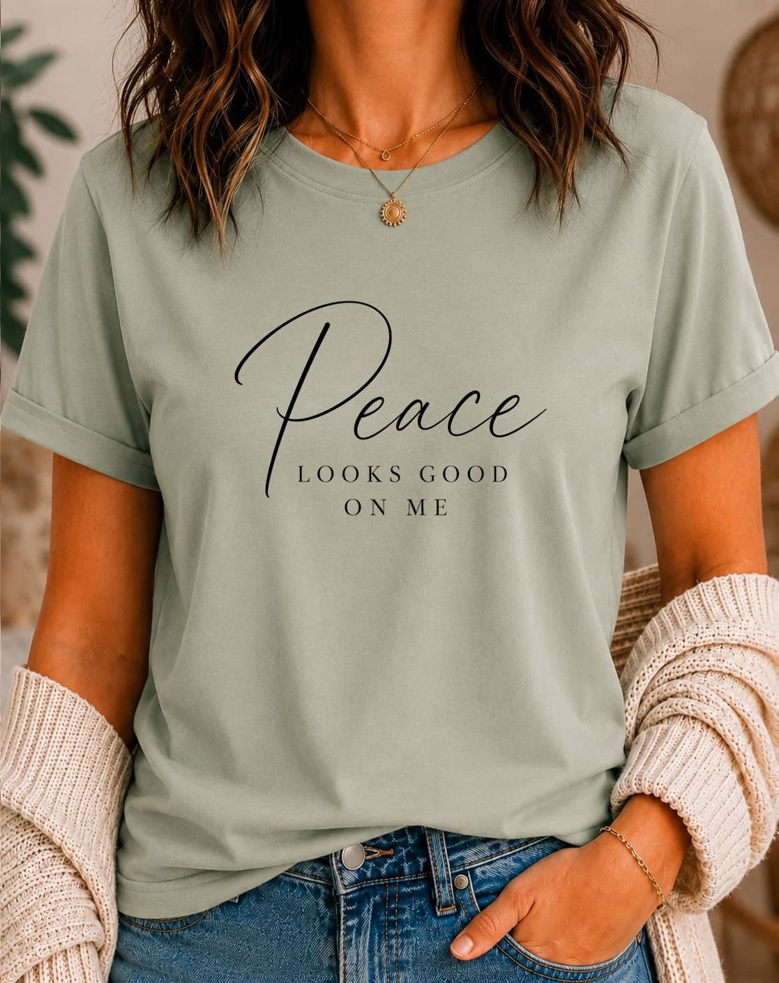 Peace Looks Good On Me women's slogan t-shirt by ObjectHours