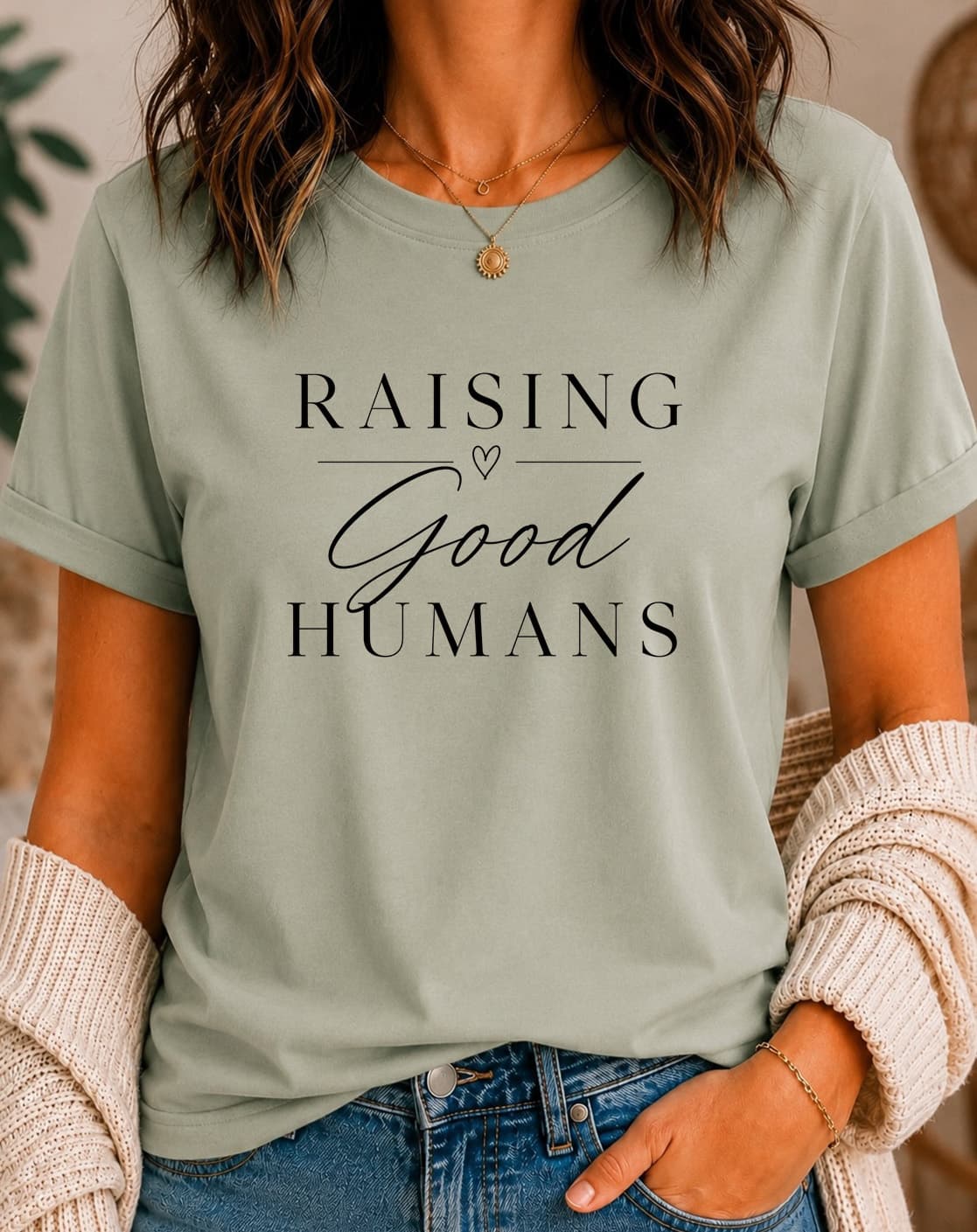 Raising Good Humans women's slogan t-shirt by ObjectHours