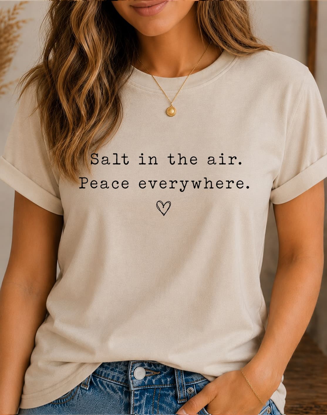 Salt In The Air. Peace Everywhere.™ women's slogan t-shirt by ObjectHours