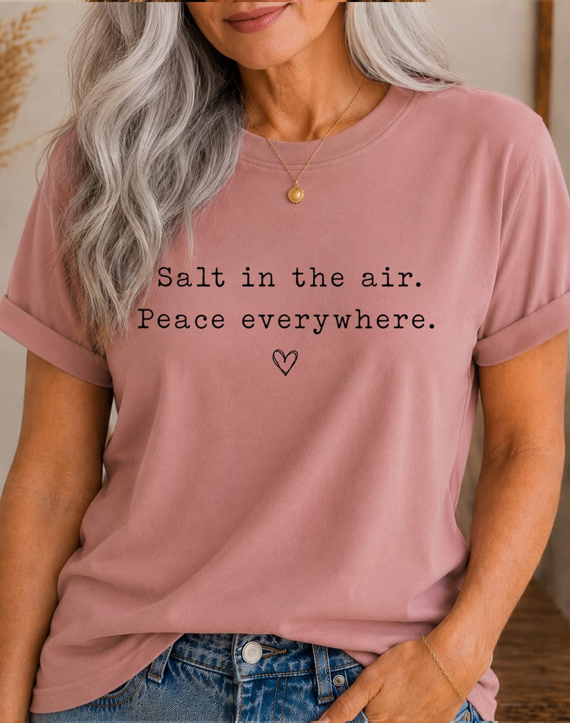 Salt In The Air. Peace Everywhere.™ women's slogan t-shirt by ObjectHours