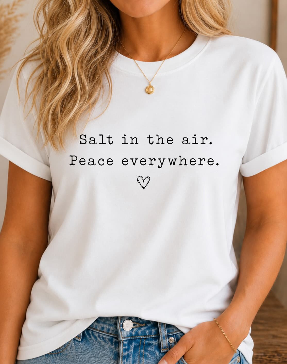 Salt In The Air. Peace Everywhere.™ women's slogan t-shirt by ObjectHours