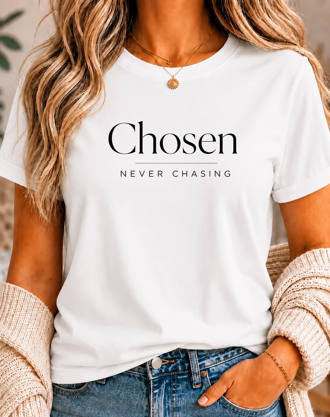 Chosen Never Chasing women's slogan t-shirt by ObjectHours