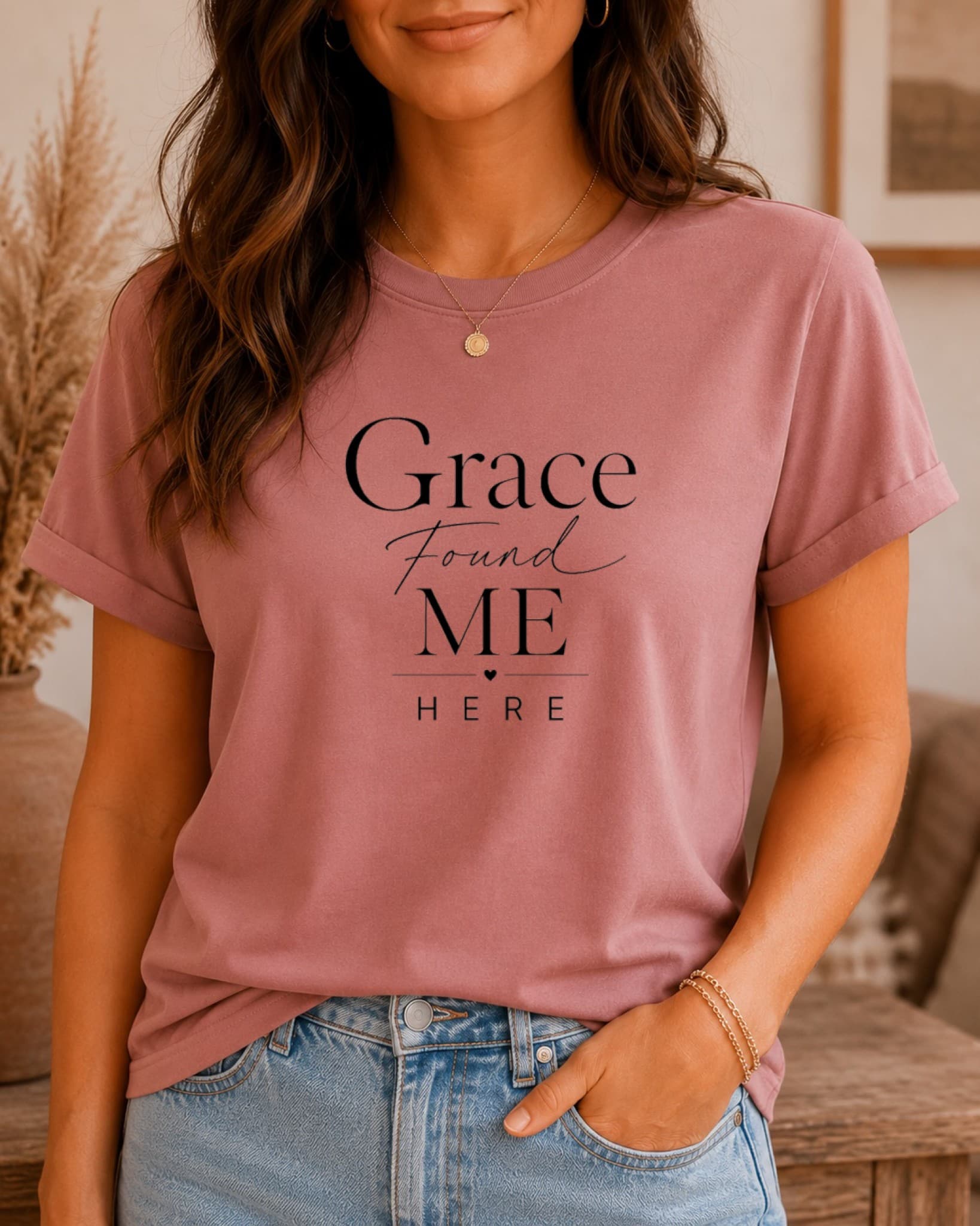Grace Found Me Here women's slogan t-shirt by ObjectHours